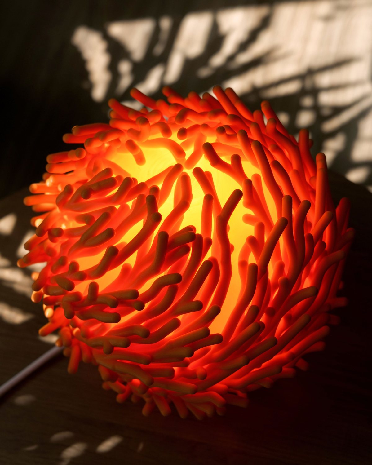 Marjan lamp from above, a glowing coral core